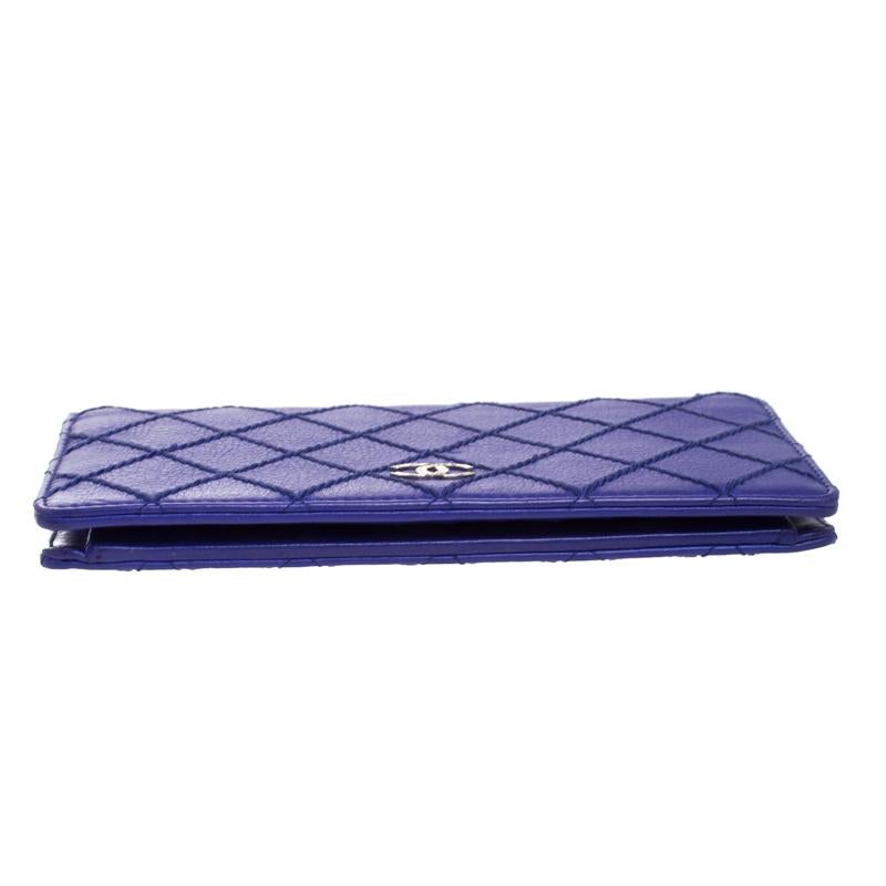 Chanel Purple Wild Stitch Quilted Leather Yen Bifold Wallet 3