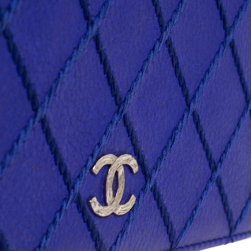 Chanel Purple Wild Stitch Quilted Leather Yen Bifold Wallet 1