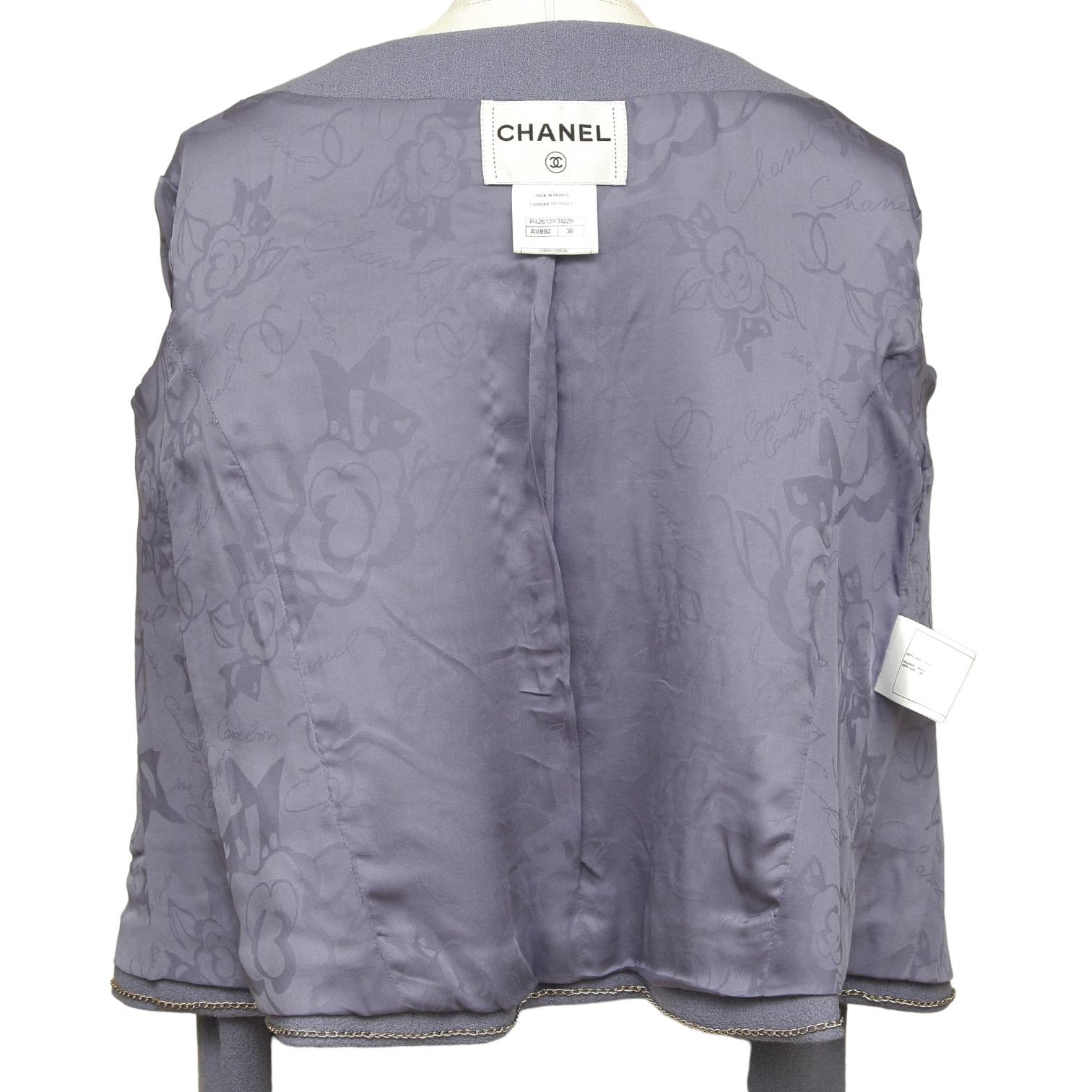 CHANEL Purple Wool Jacket Coat Blazer Long Sleeve Crystal Buttons 38 RUNWAY 2012 6