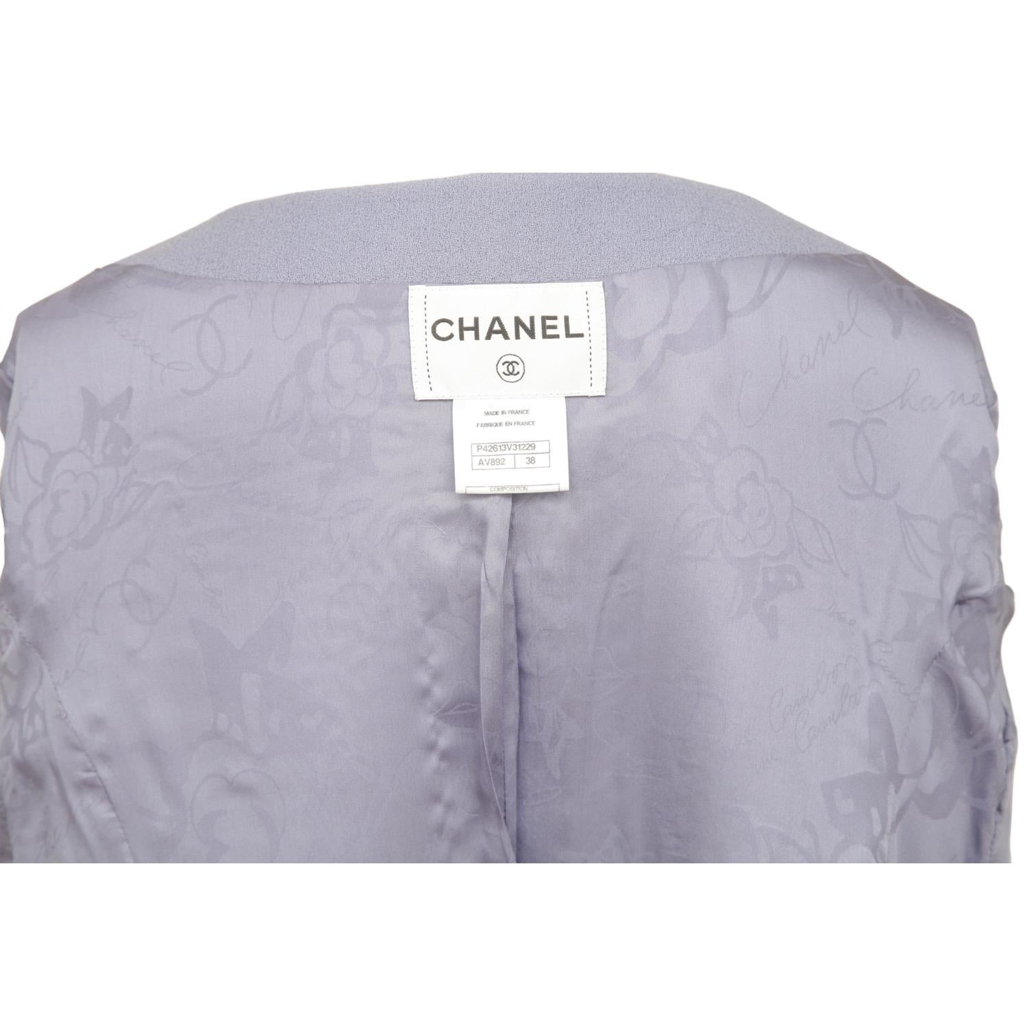 CHANEL Purple Wool Jacket Coat Blazer Long Sleeve Crystal Buttons 38 RUNWAY 2012 4