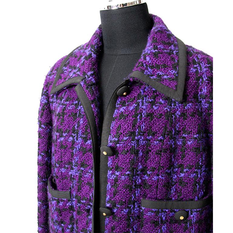 Chanel Purple Wool Skirt Suit Tailleur  In Good Condition In Antwerp, BE