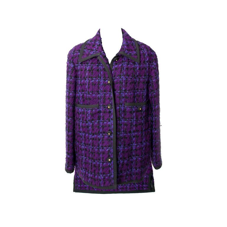 Women's Chanel Purple Wool Skirt Suit Tailleur 