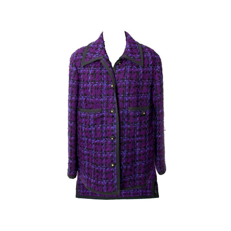 Chanel Purple Wool Skirt Suit Tailleur