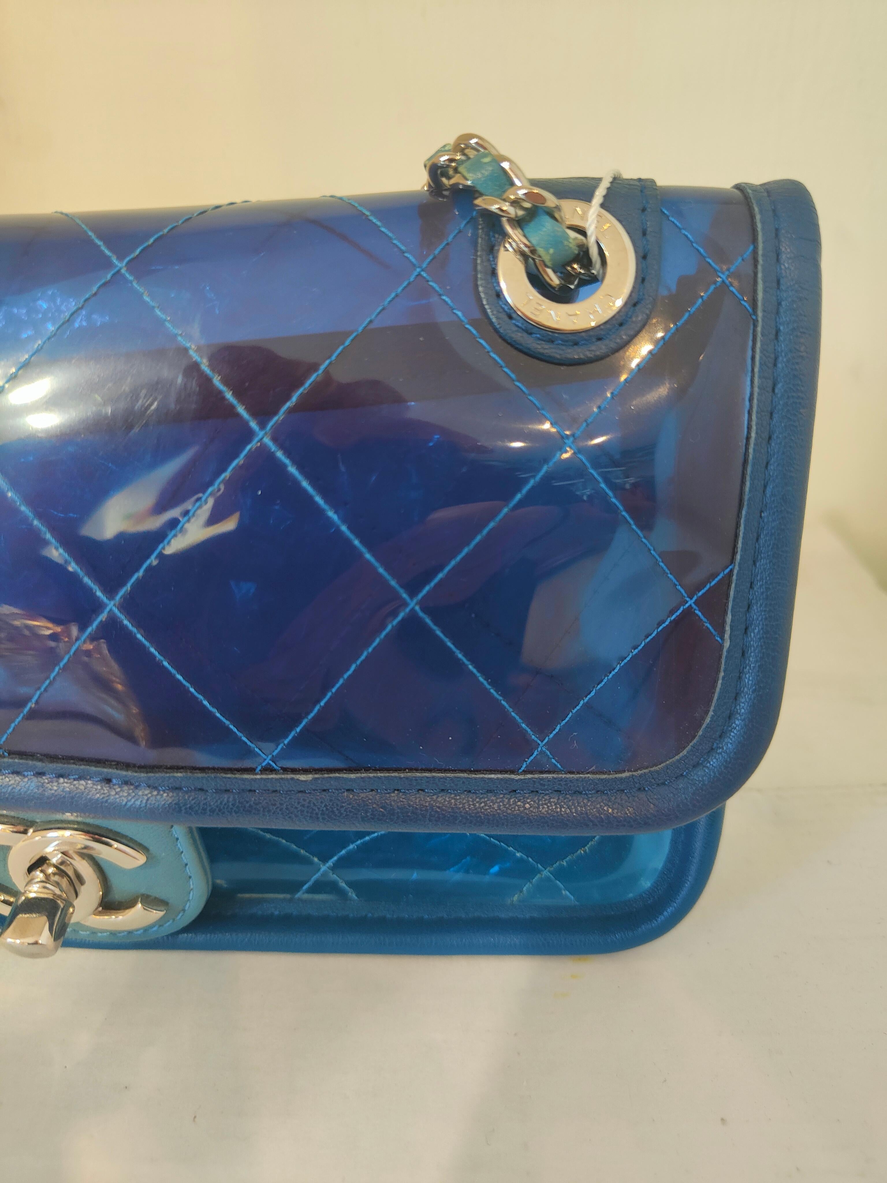 Blue Chanel Pvc Leather blue shoulder bag For Sale