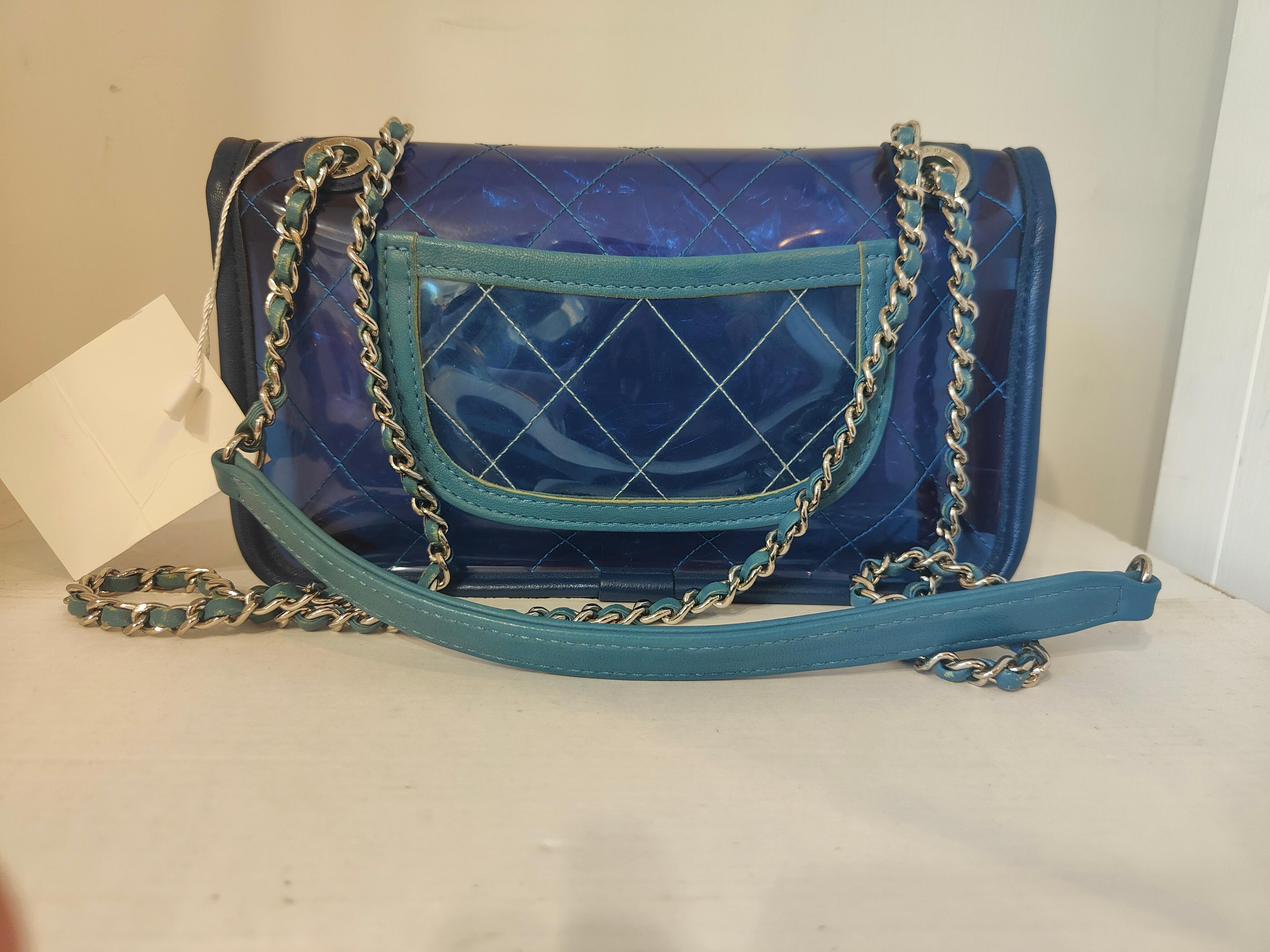 Women's or Men's Chanel Pvc Leather blue shoulder bag For Sale