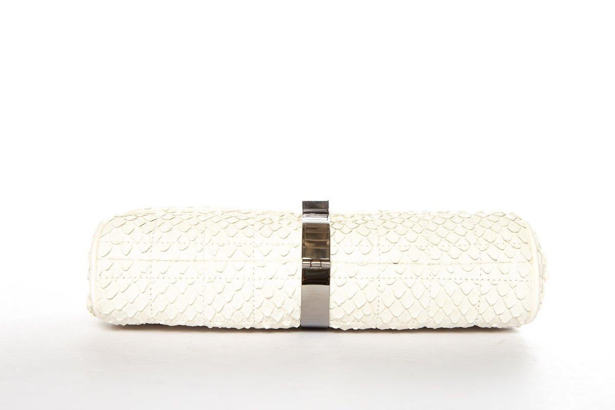 CHANEL  Python Cream Clutch with Chain For Sale 1
