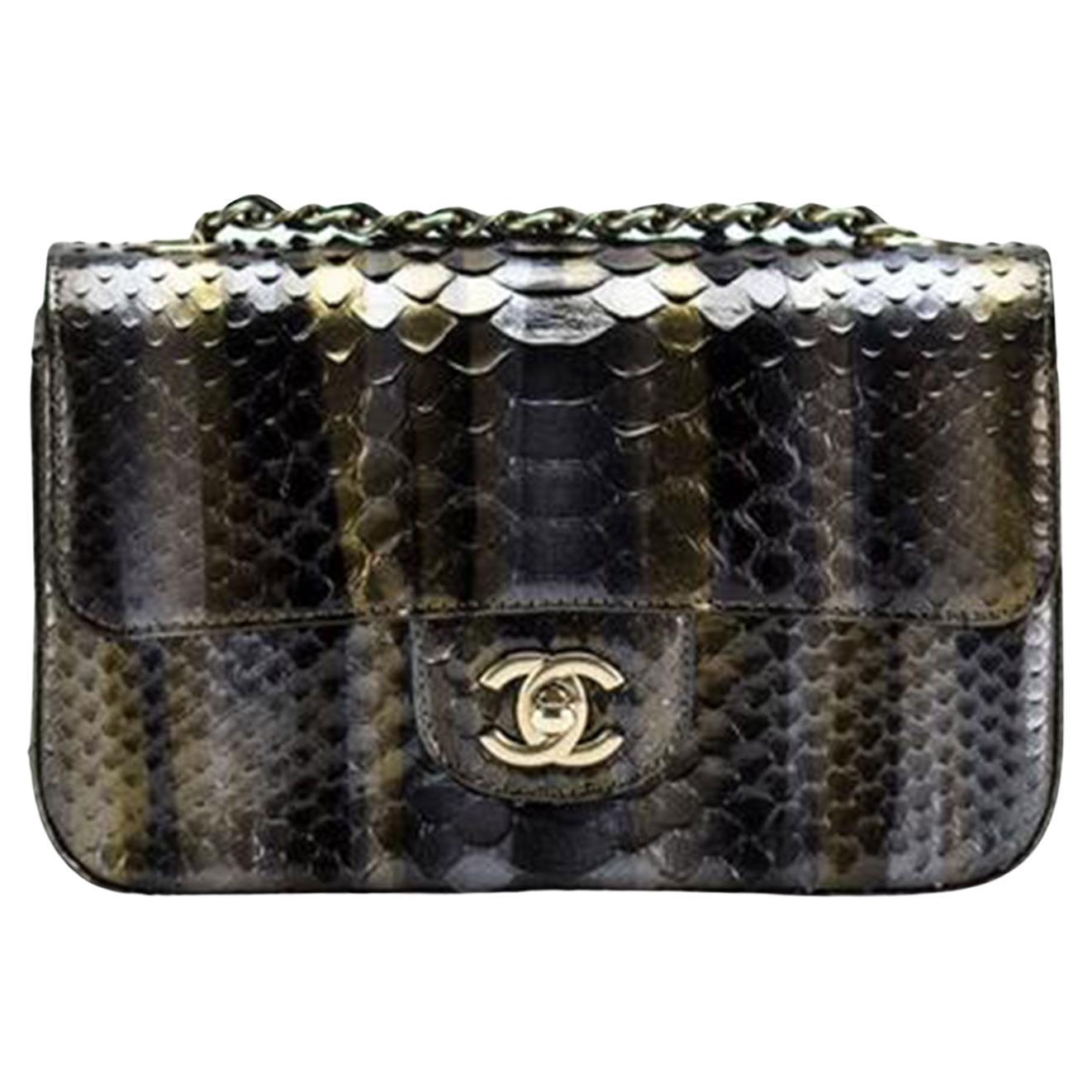 Chanel - Python Dallas - Métiers d'Art - Ombré - Sac à bandoulière classique à rabat en vente