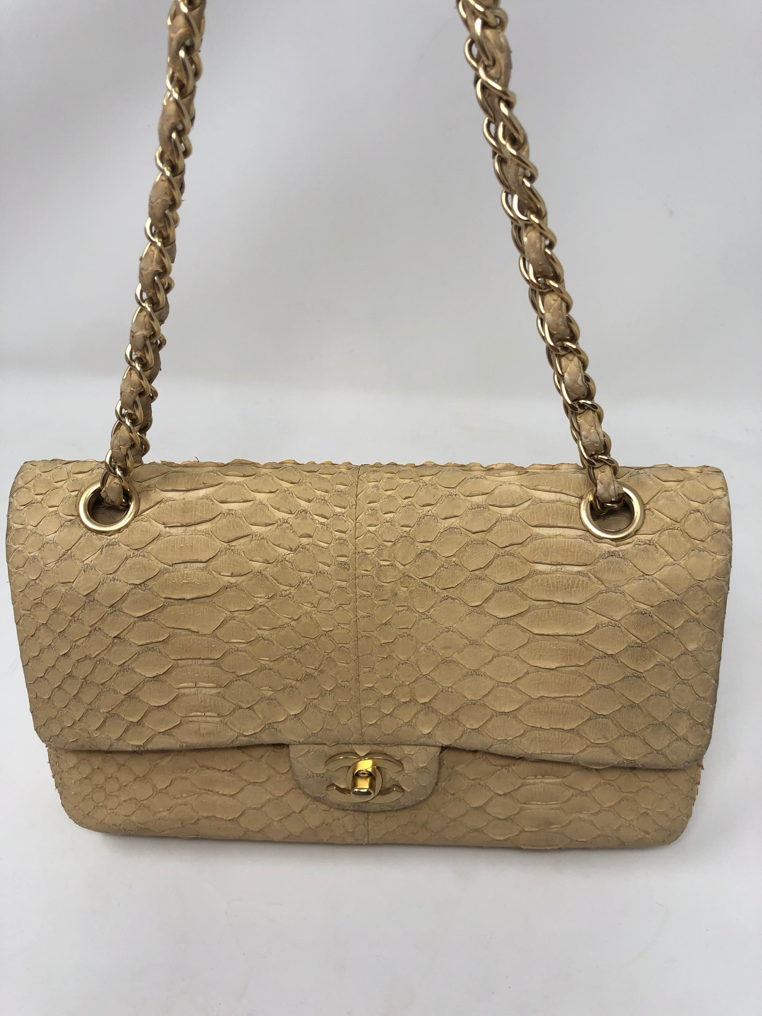 Brown Chanel Python Double Flap Bag