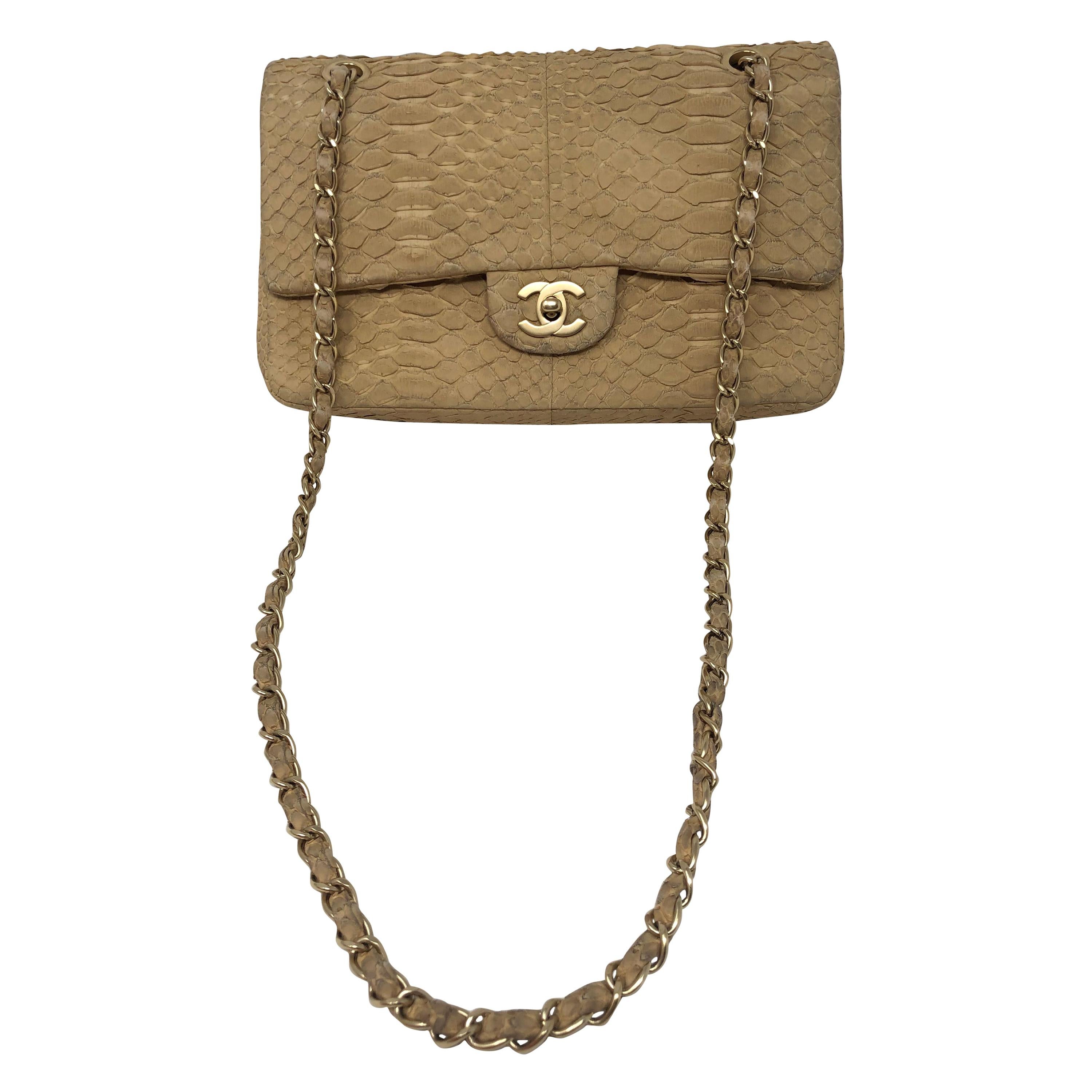 Chanel Python Double Flap Bag