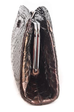 Chanel Python Metallic Bronze Clutch With Top Closure