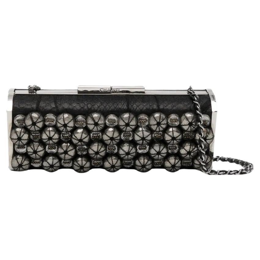 Chanel Python Print Mesh Charm Minaudière Evening Shoulder Bag For Sale
