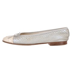 Chanel Python Skin 'CC' Logo & Bow Detail Ballet Flats