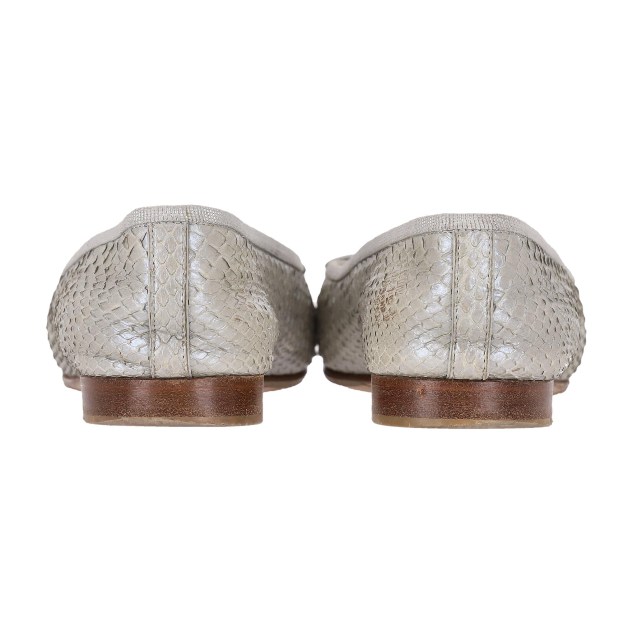 Chanel Python Skin 'cc' Logo & Bow Detail Ballet … - image 3