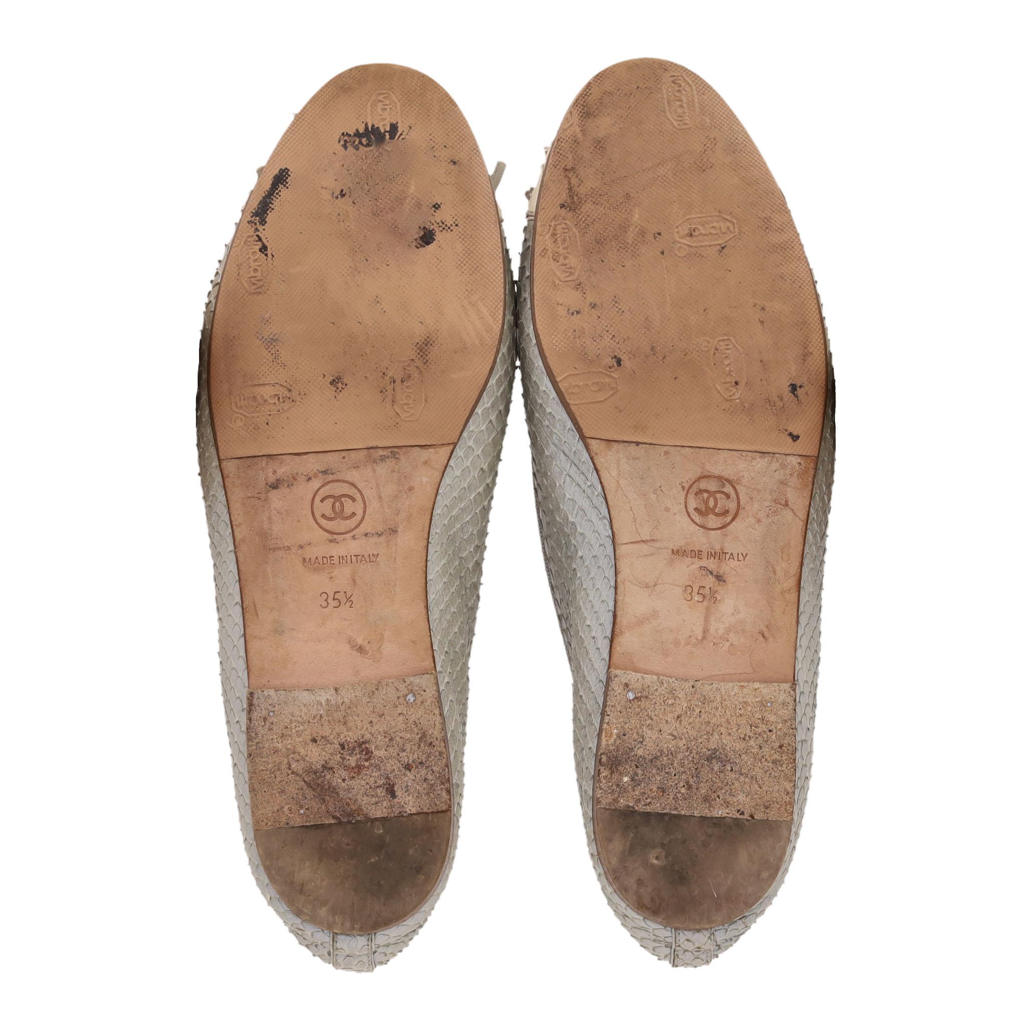 Chanel Python Skin 'cc' Logo & Bow Detail Ballet … - image 5