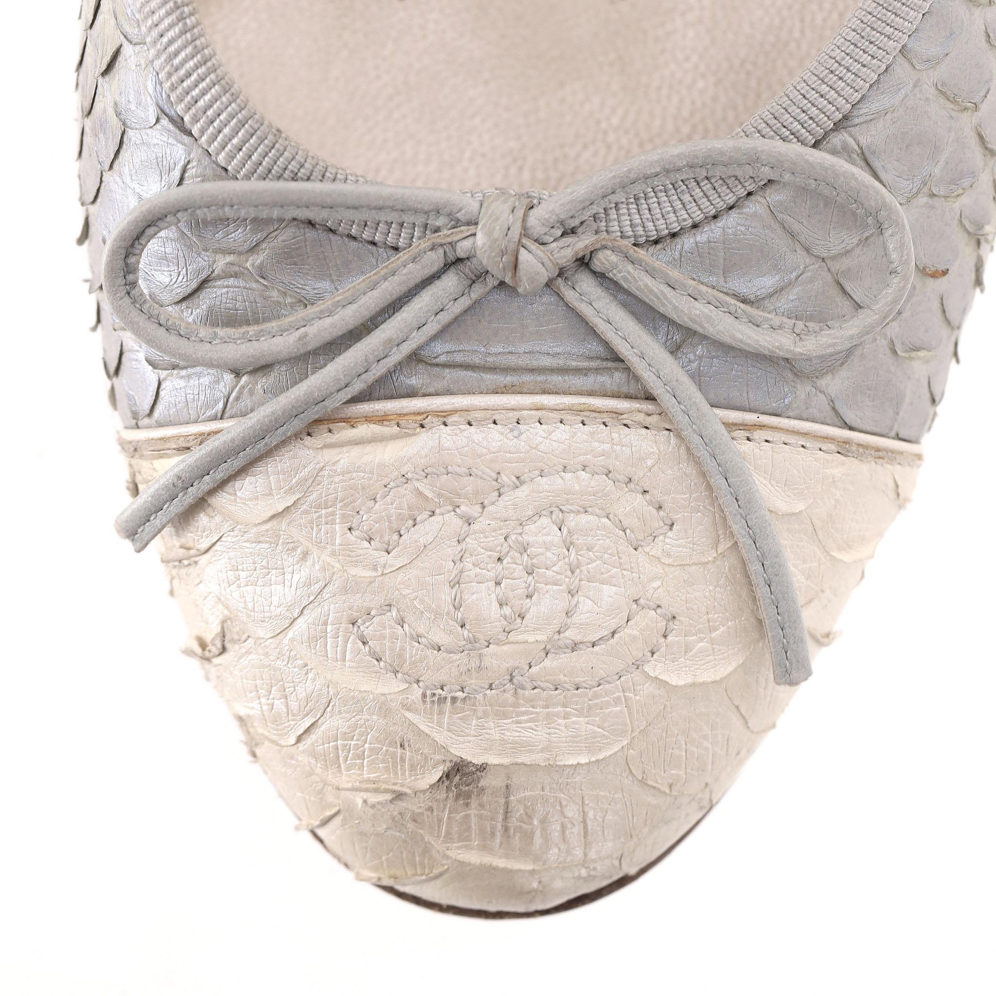 Chanel Python Skin 'cc' Logo & Bow Detail Ballet … - image 6
