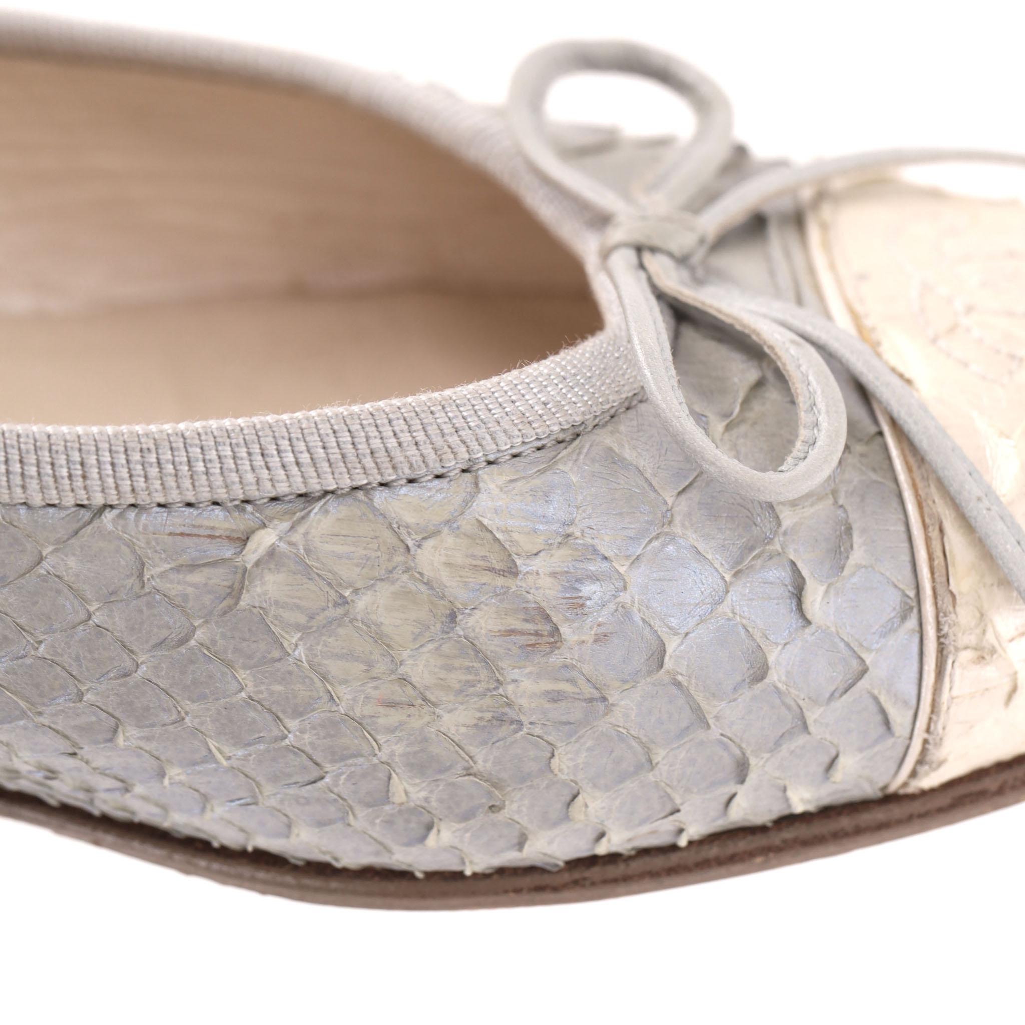 Chanel Python Skin 'cc' Logo & Bow Detail Ballet … - image 9