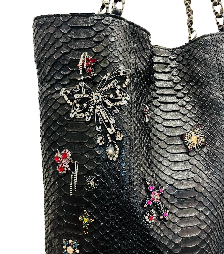 Women's Chanel Python Skin Crystal Embellished Tote Bag For Sale