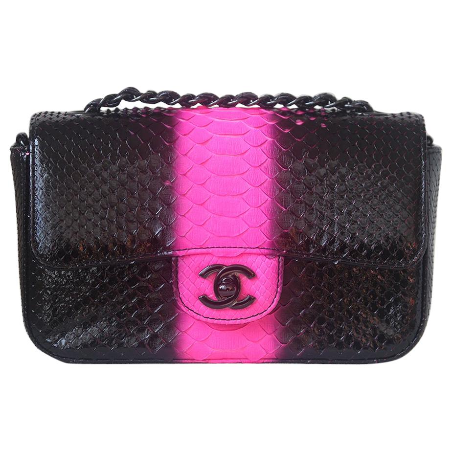 Classic Jumbo Pink Python Flap Bag