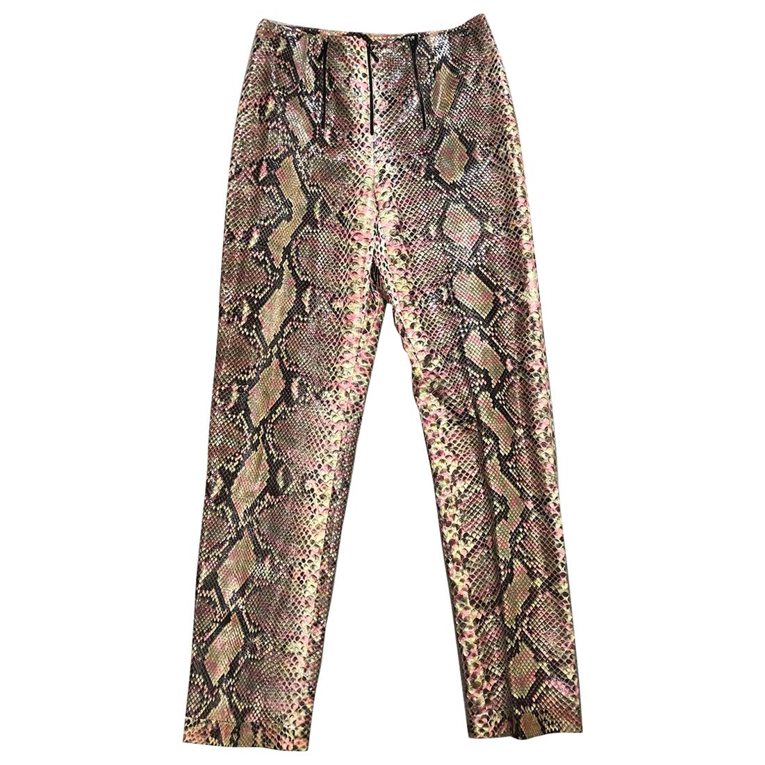 Chanel Python Snakeskin Multicolor Pants Size 40  For Sale