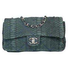 CHANEL Python Timeless Sac à bandoulière en cuirs exotiques gris