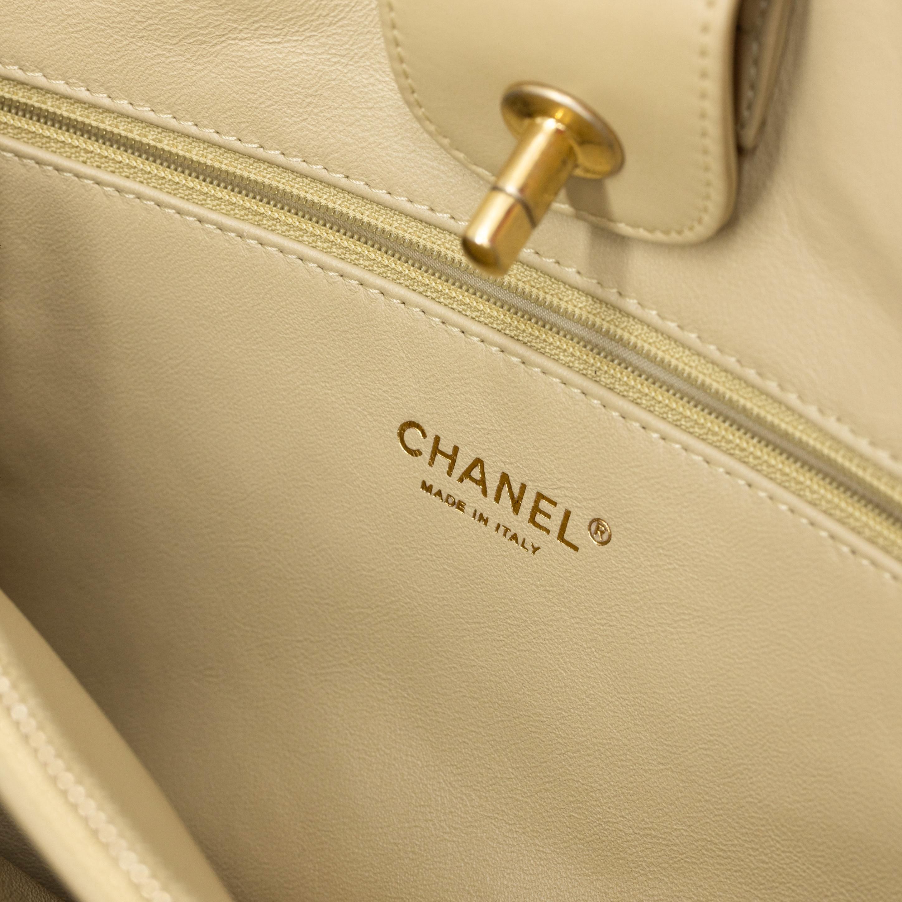 Chanel Quilted Beige Calfskin Thin City Accordion Turnlock Large Tote Bag, 2013. 5