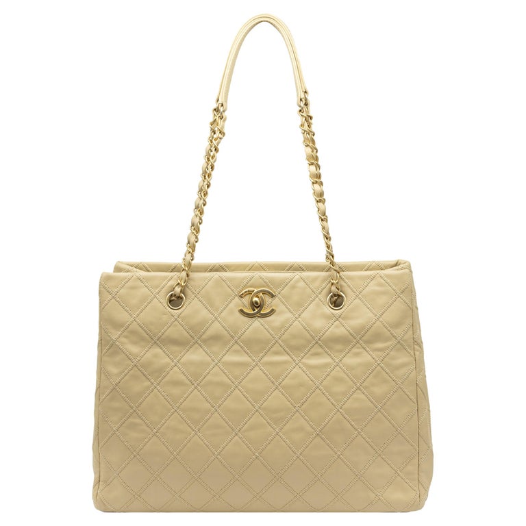 Chanel Quilted Beige Calfskin Thin City Accordion Turnlock Large