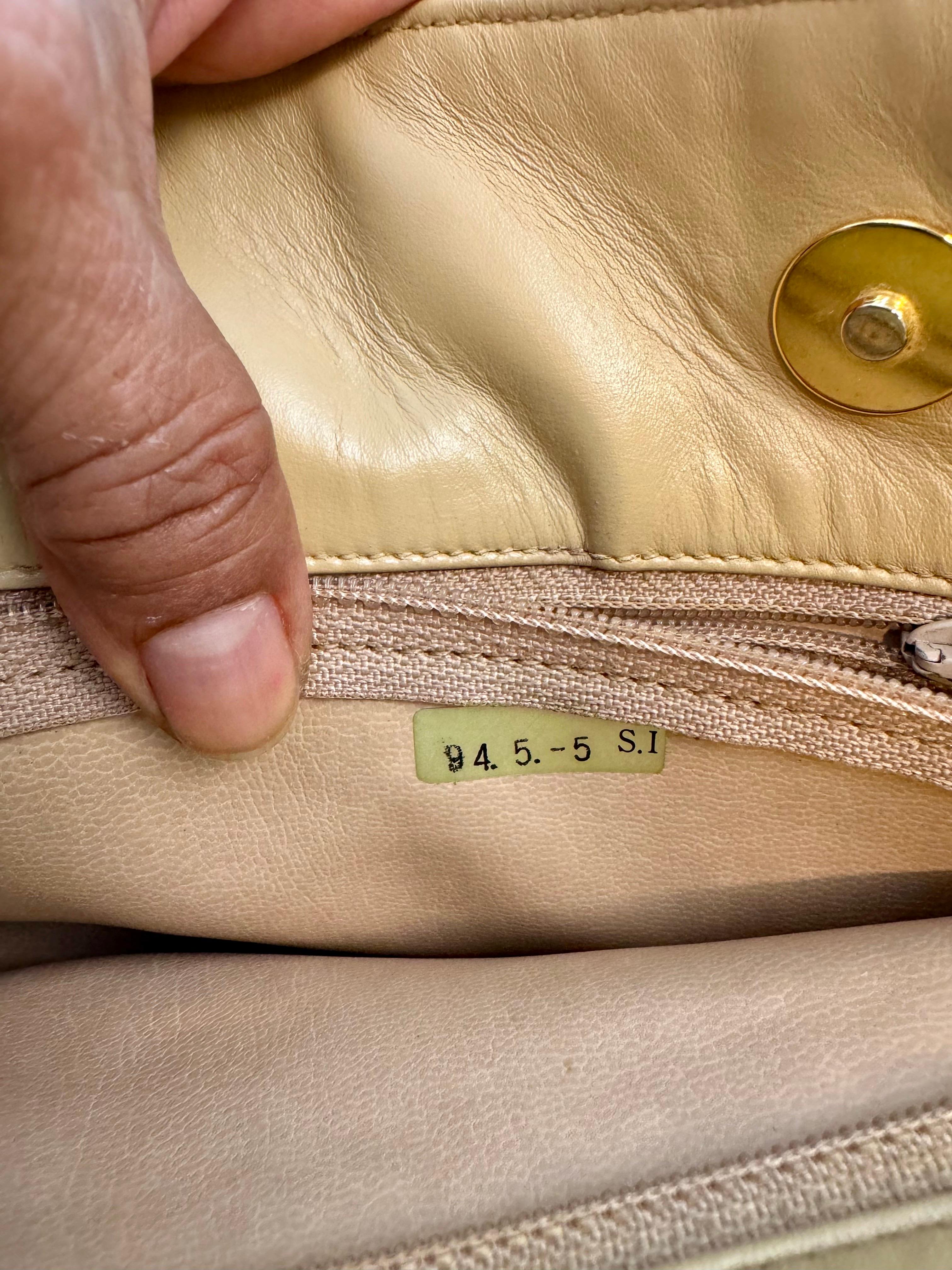 Chanel Quilted Beige/ Cream Lamb Skin Grand Shopper Chain Tote, Golden Hardware For Sale 5