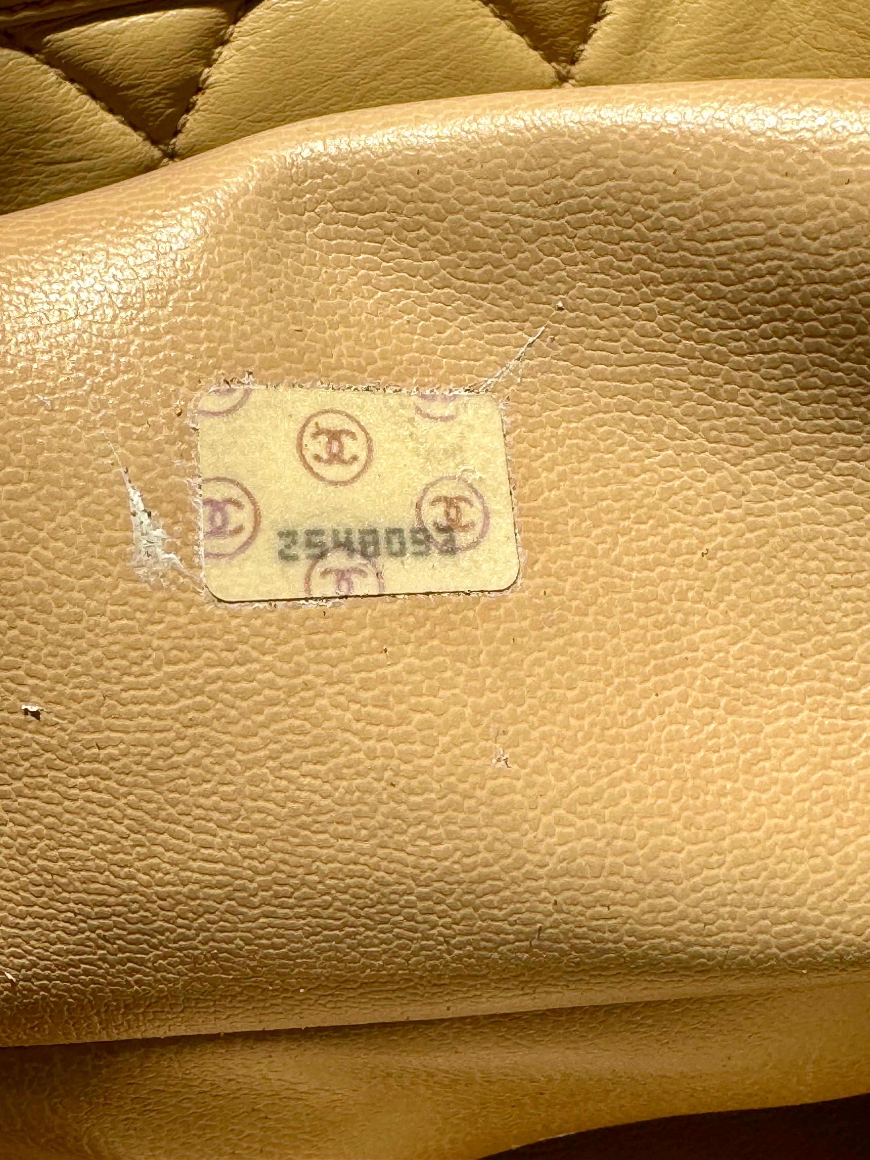 Chanel Quilted Beige/ Cream Lamb Skin Grand Shopper Chain Tote, Golden Hardware For Sale 9