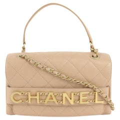 Chanel Quilted Beige Leather Enchained Top Handle Crossbody Flap Bag 1111C27