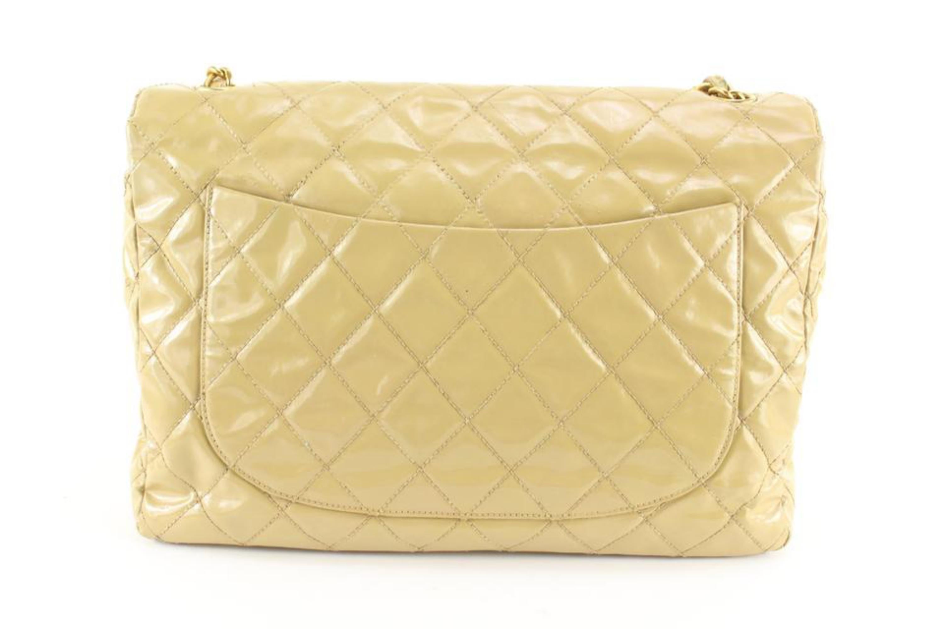 Chanel Quilted Beige Patent Jumbo Classic Single Flap 44ca624s 3