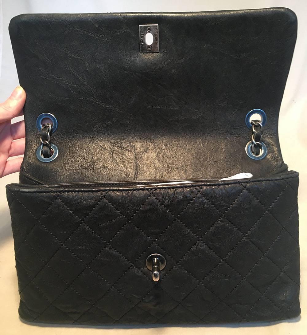 Chanel Quilted Black Aged Calfskin Single Flap Classic Shoulder Bag 3