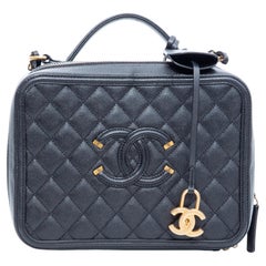 Borsa Chanel trapuntata Caviale Nero CC Filigrana Vanity Bag 2018