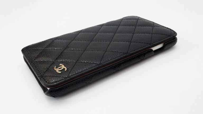 Chanel Quilted Black Caviar Cc Iphone 7 8 Wallet Case At 1stdibs