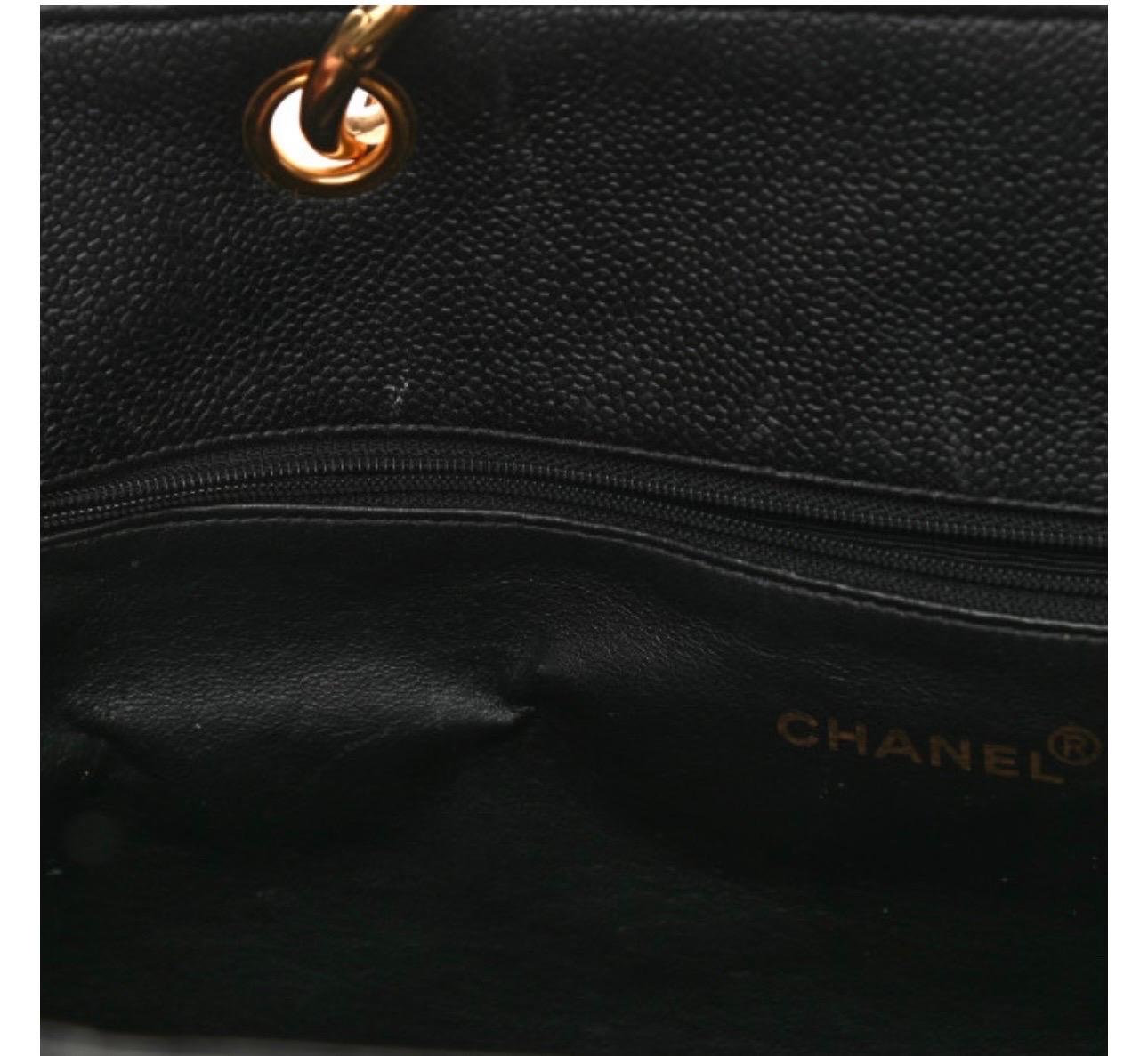 Chanel Quilted Black Caviar Skin Grand Shopper Chain Tote, Golden Hardware In Excellent Condition For Sale In New York, NY