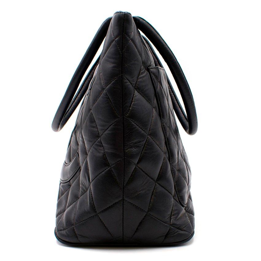 Chanel Quilted Black CC Medallion Tote Bag 1