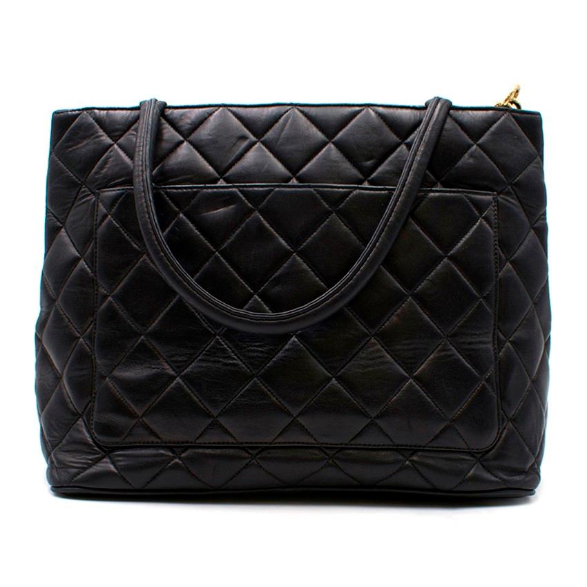 Chanel Quilted Black CC Medallion Tote Bag 2