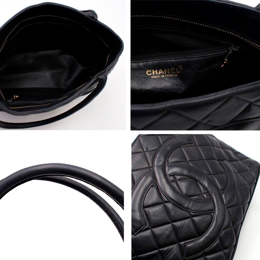 Chanel Quilted Black CC Medallion Tote Bag 3