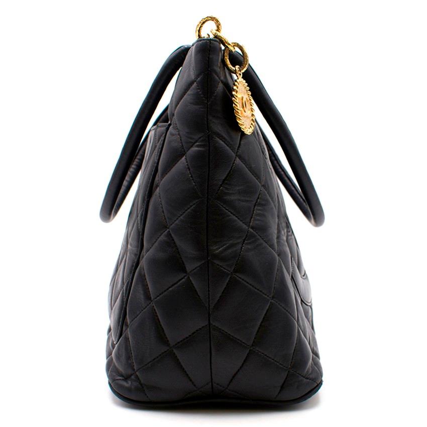 Chanel Quilted Black CC Medallion Tote Bag 5