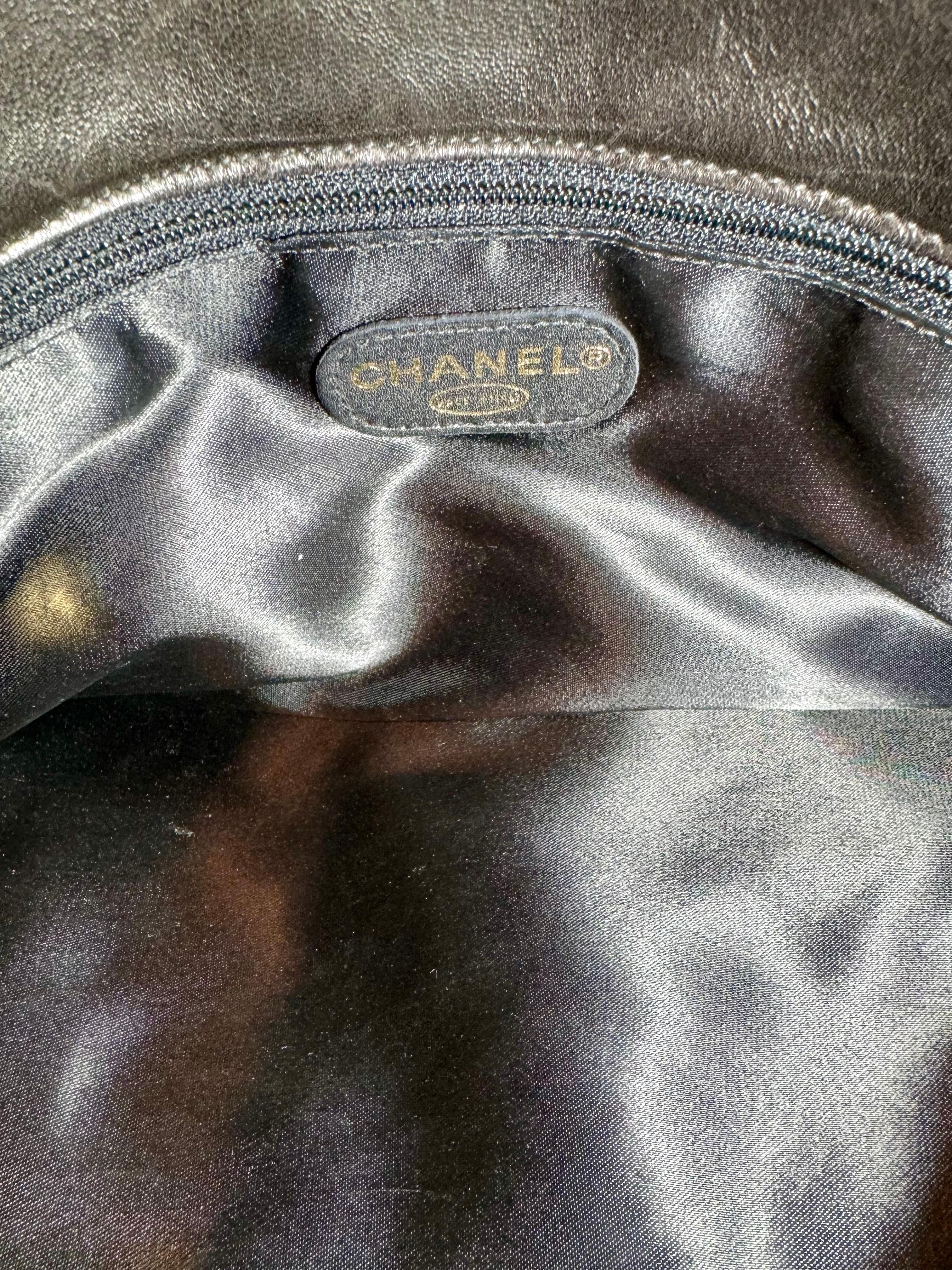 Chanel Quilted Black Lamb Skin Large Grand Shopper Chain Tote, Golden Hardware 7
