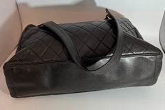 Chanel Quilted Black Lamb Skin Large Grand Shopper Chain Tote, Golden Hardware