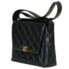 Chanel Quilted Black Lambskin 23cm Shoulder Bag by Karl Lagerfeld