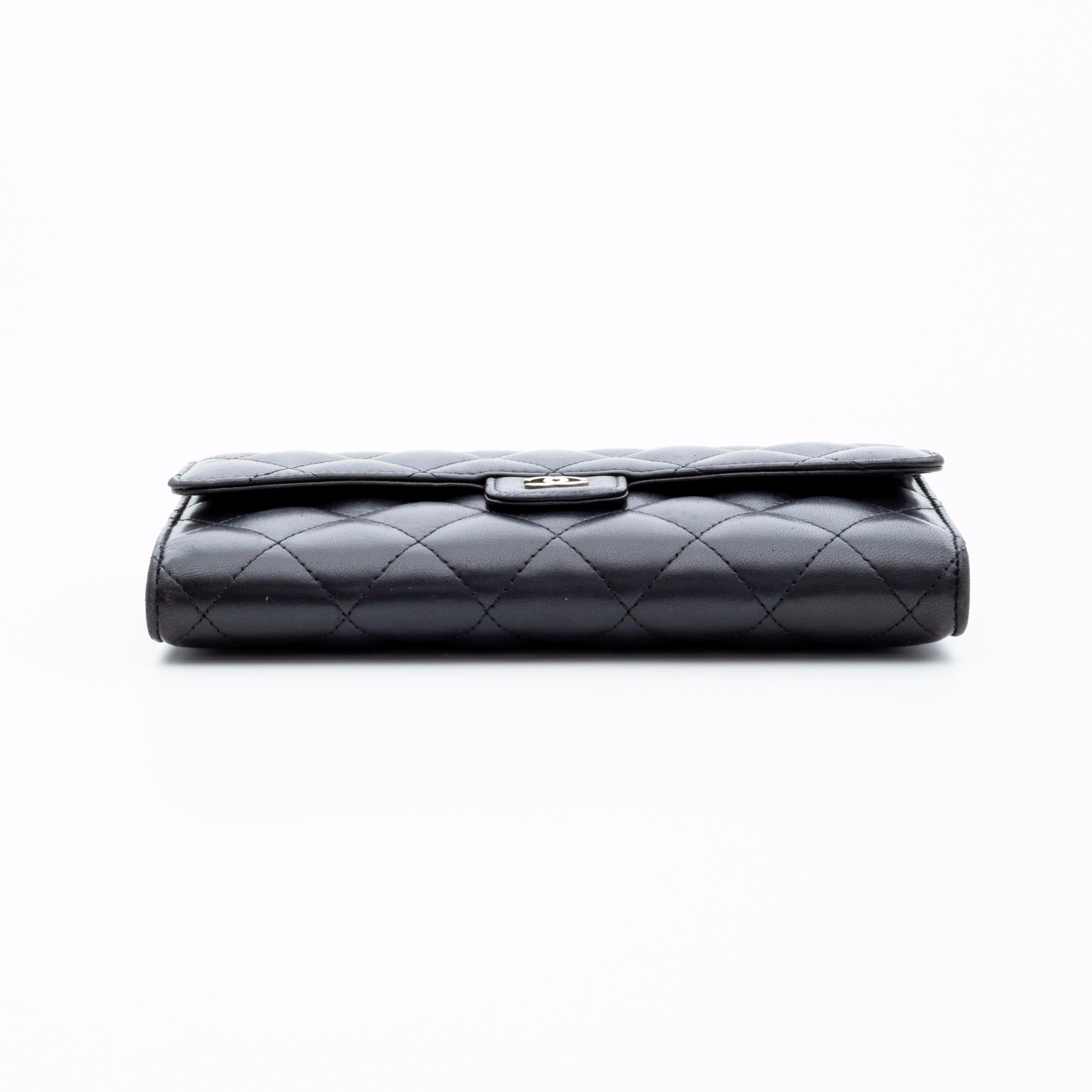 chanel quilted long wallet
