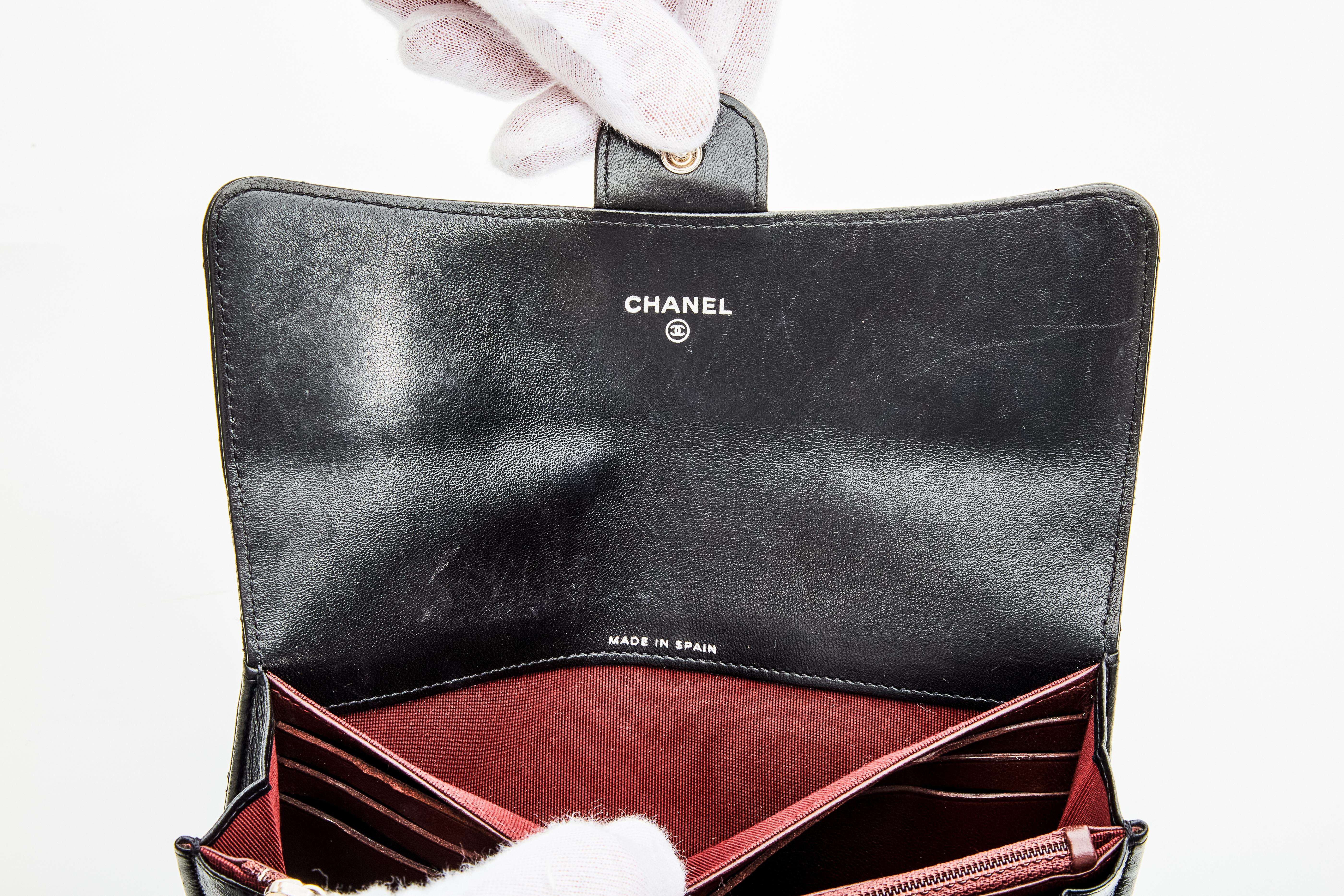 Women's Chanel Quilted Black Lambskin Classic Flap Long Wallet (Circa 2016)