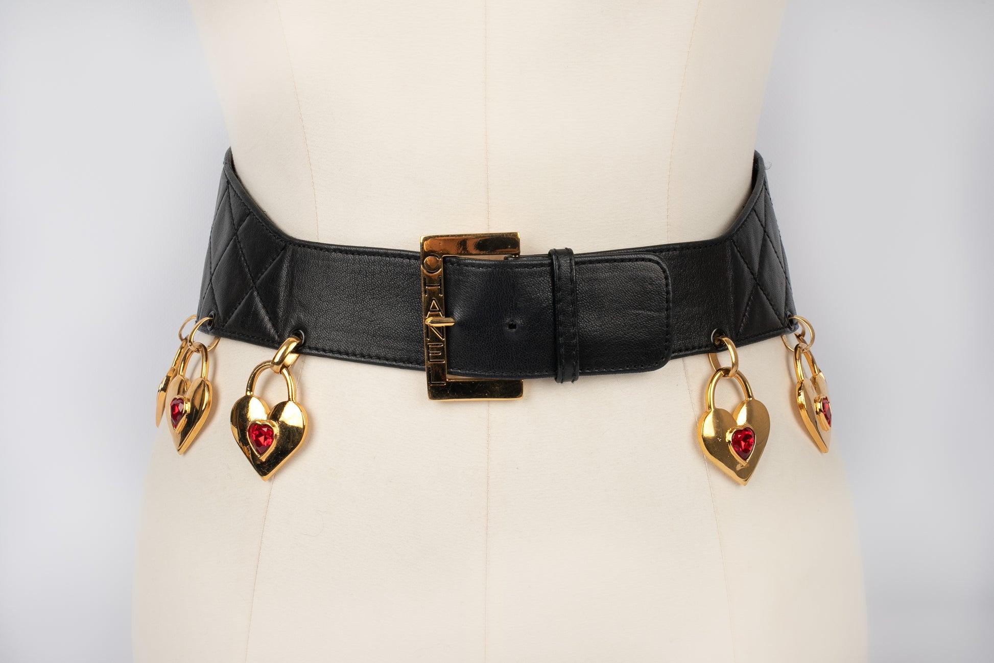 Chanel Quilted Black Leather Belt In Good Condition In SAINT-OUEN-SUR-SEINE, FR