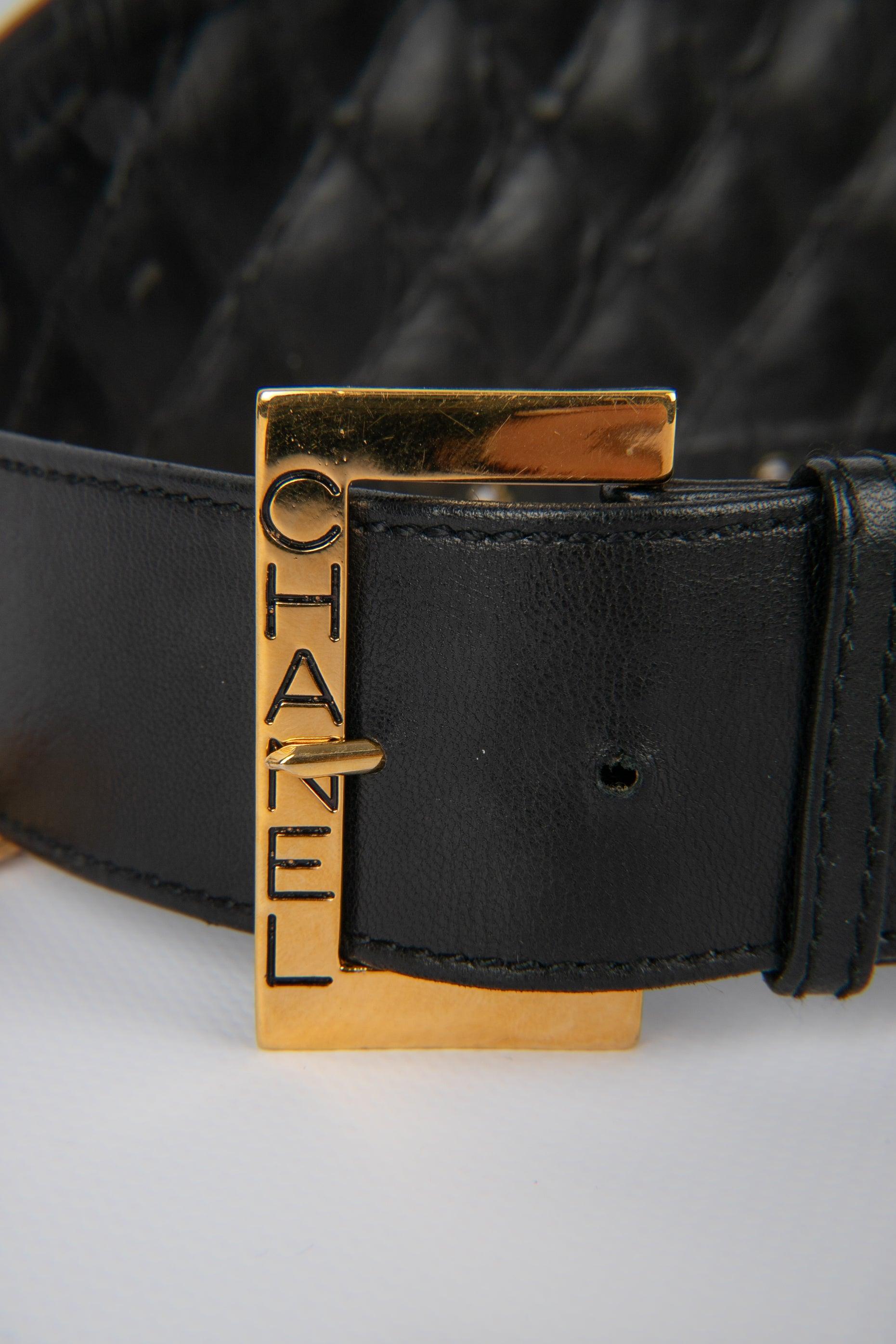 Chanel Quilted Black Leather Belt 2