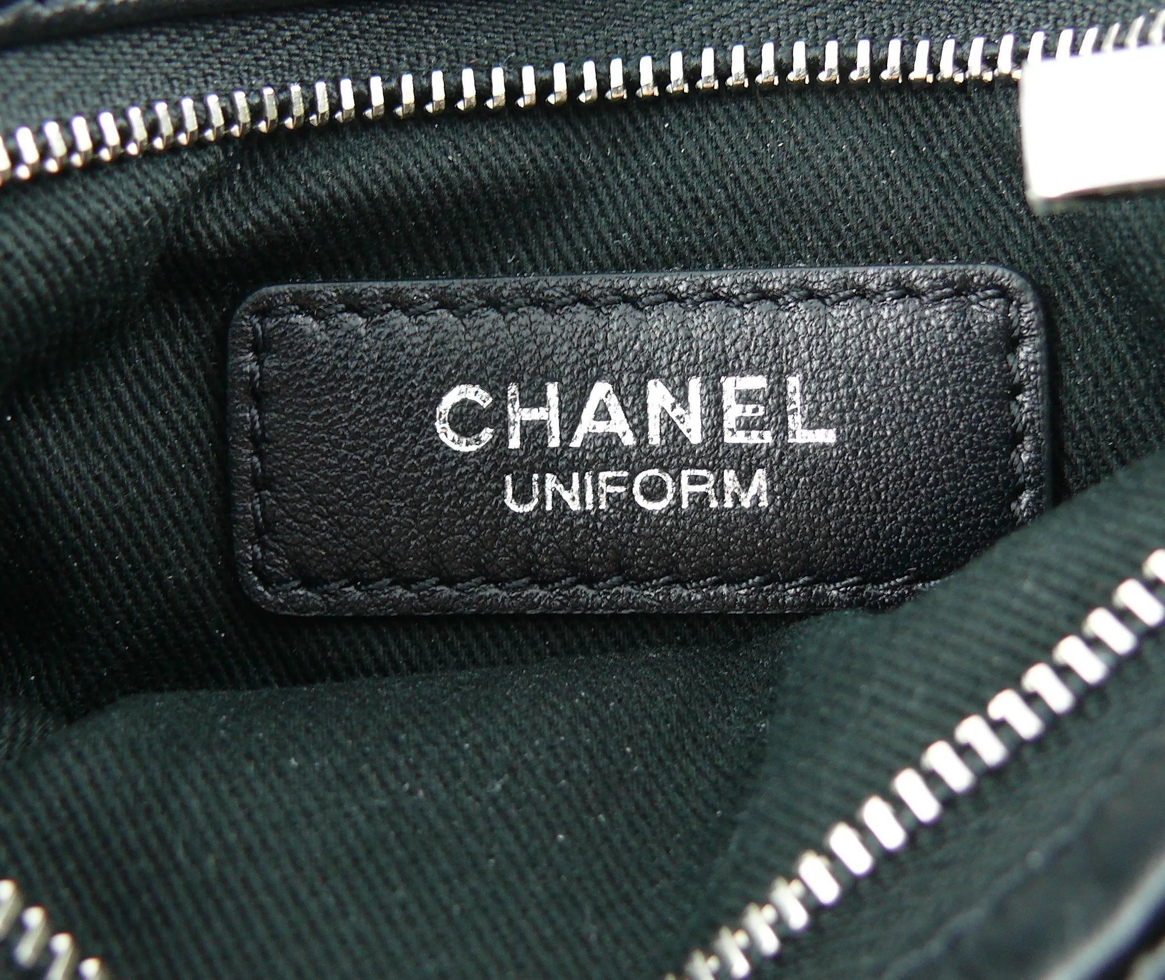 Chanel Quilted Black Leather Employee Uniform Crossbody Bag 5