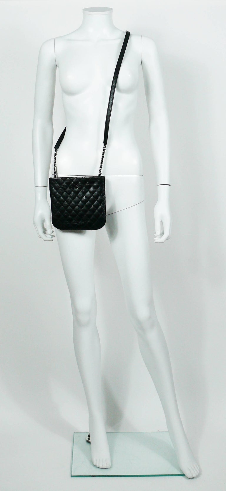CHANEL, Bags, Euc Chanel Uniform Belt Shoulder Crossbody Bag Lambskin  Black 3 Way Silver