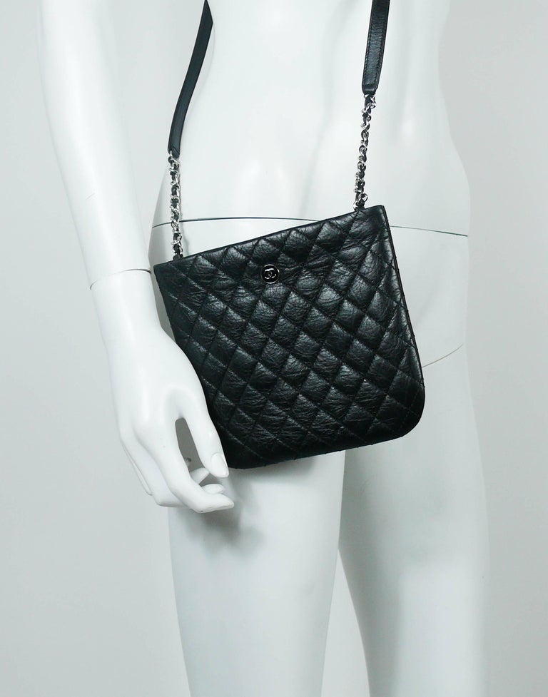 Chanel Quilted Black Leather Employee Uniform Crossbody Bag