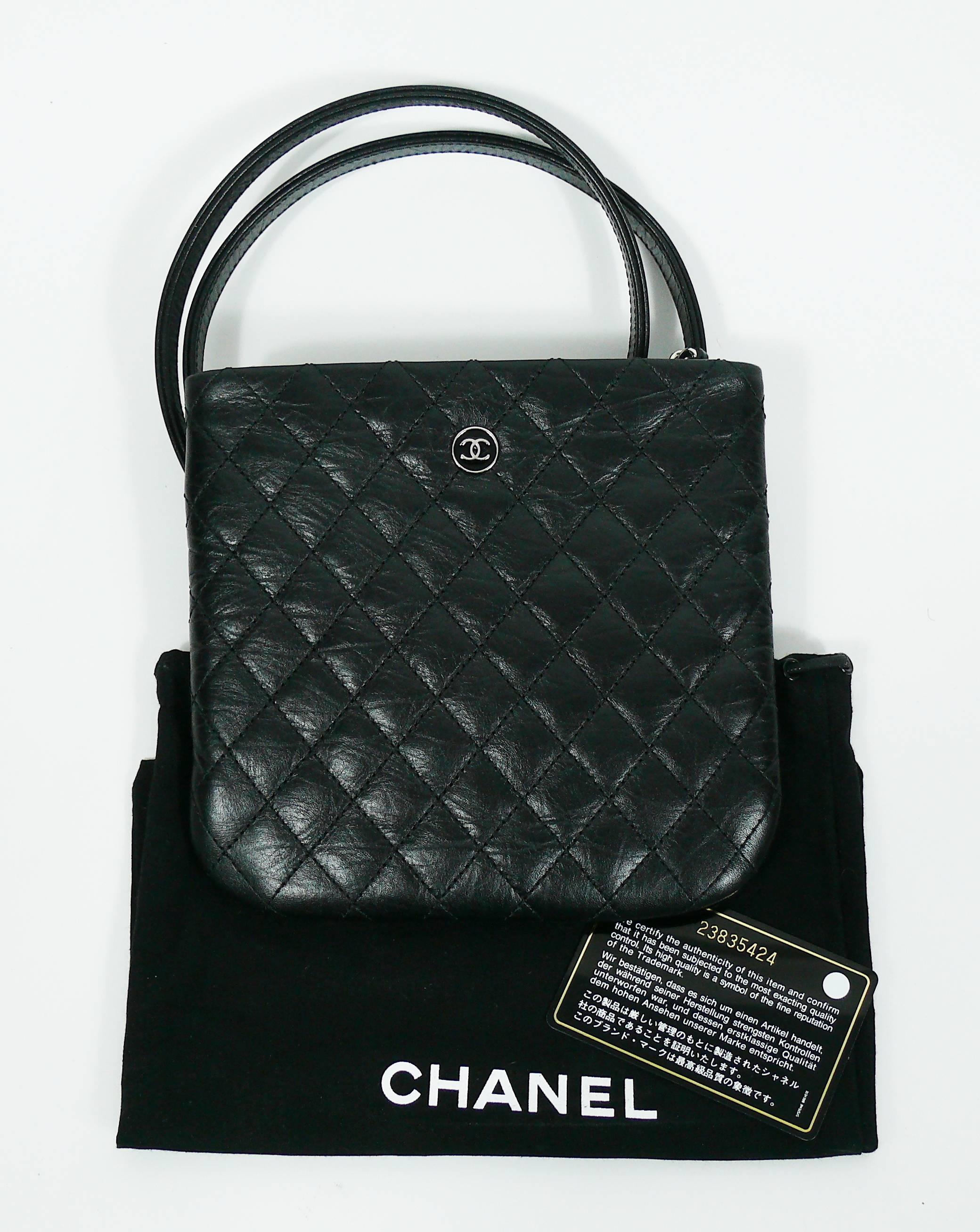 Chanel Quilted Black Leather Employee Uniform Crossbody Bag at 1stDibs |  chanel employee uniform