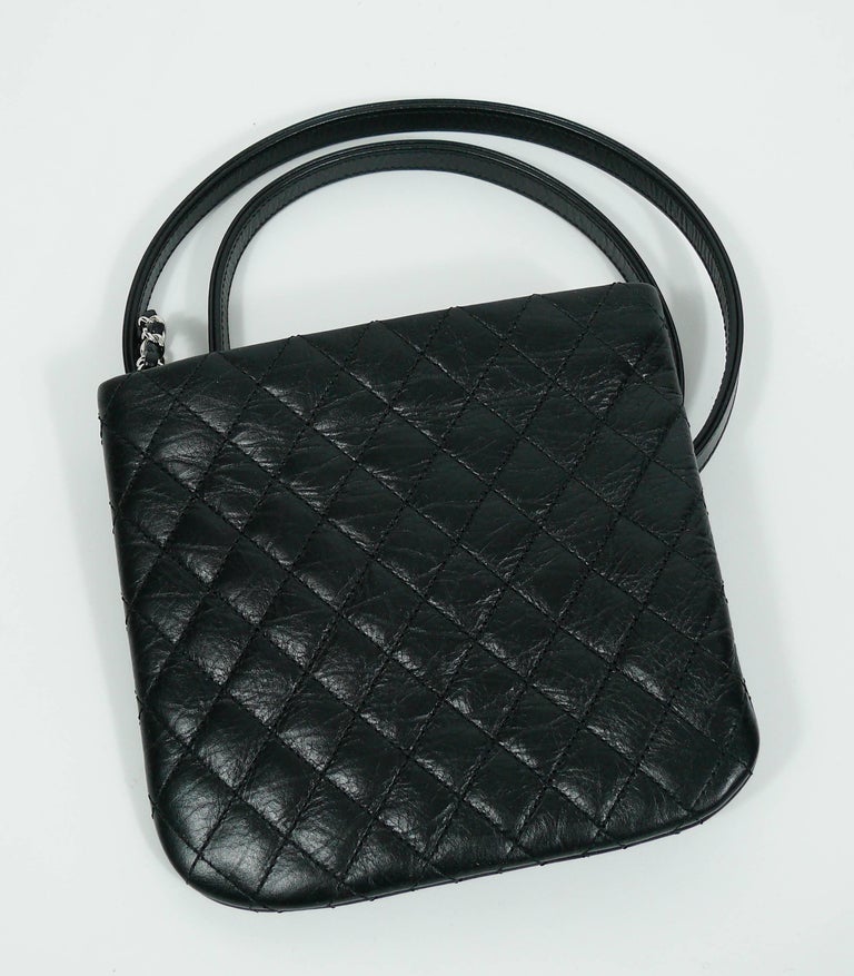 Chanel Quilted Black Leather Employee Uniform Crossbody Bag at 1stDibs